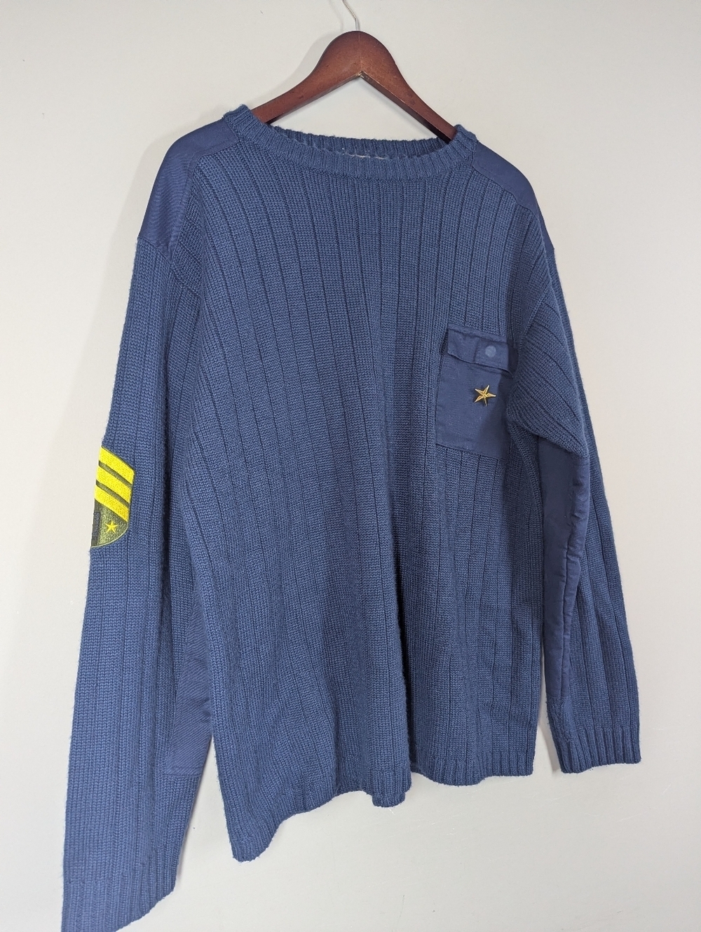 Vintage Burton Wool Blend Sweater XL Blue Utility Military Style Knit